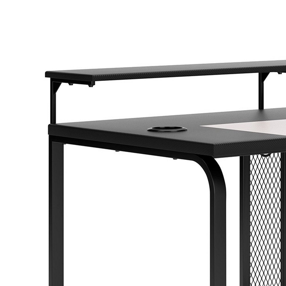 BENZARA 63 Inch Modern Minimalist Home Office Desk, USB Ports, Monitor Stand, Black - BM283122