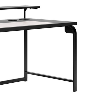 BENZARA 63 Inch Modern Minimalist Home Office Desk, USB Ports, Monitor Stand, Black - BM283122