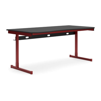 BENZARA Aria 63 Inch Modern Home Office Desk, Monitor Stand, Metal, Black, Red - BM283124