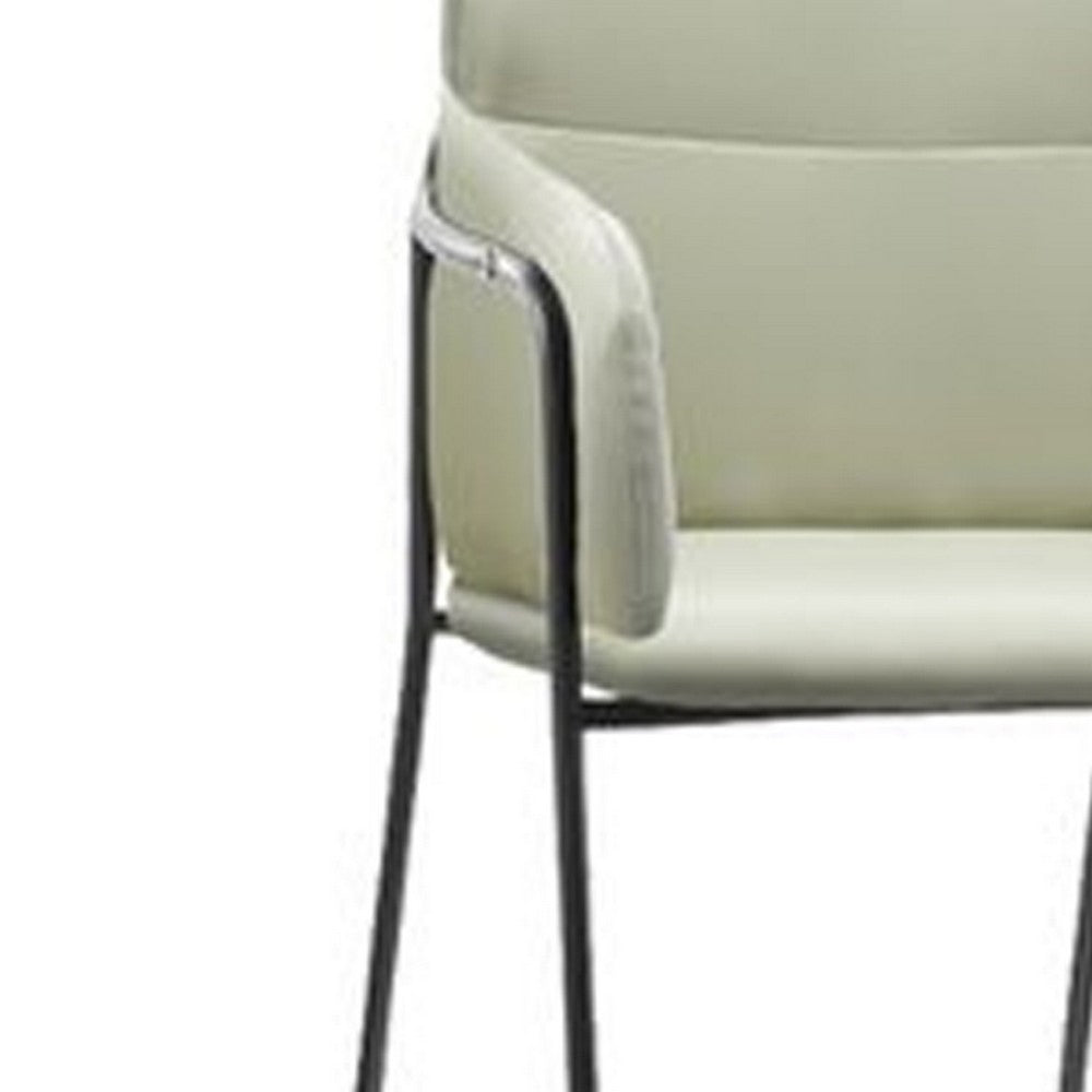 BENZARA Ethan 24 Inch Modern Dining Chair, Sage Faux Leather, Black Legs, Set of 2 - BM283141