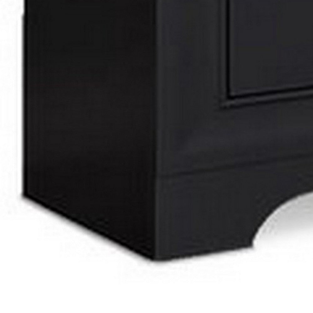 BENZARA Rue 25 Inch 2 Drawer Wood Nightstand, Wirebrush Finish, Charcoal Gray - BM283172