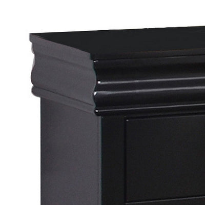 BENZARA Liam 23 Inch 2 Drawer Wood Nightstand, Antique Style Drop Handles, Black - BM283189