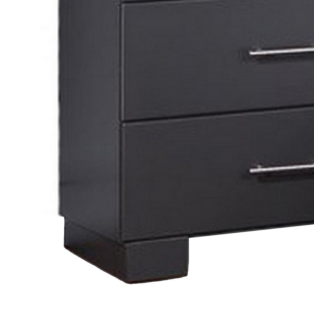 BENZARA Vin 23 Inch Modern Nightstand, 2 Drawers, Simple Design, Charcoal Gray - BM283226