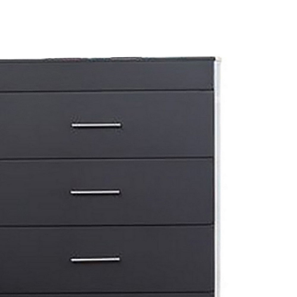 BENZARA Vin 48 Inch Modern Minimal Tall Chest Dresser, 5 Drawers, Charcoal Gray - BM283228