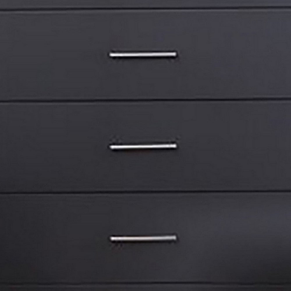 BENZARA Vin 48 Inch Modern Minimal Tall Chest Dresser, 5 Drawers, Charcoal Gray - BM283228