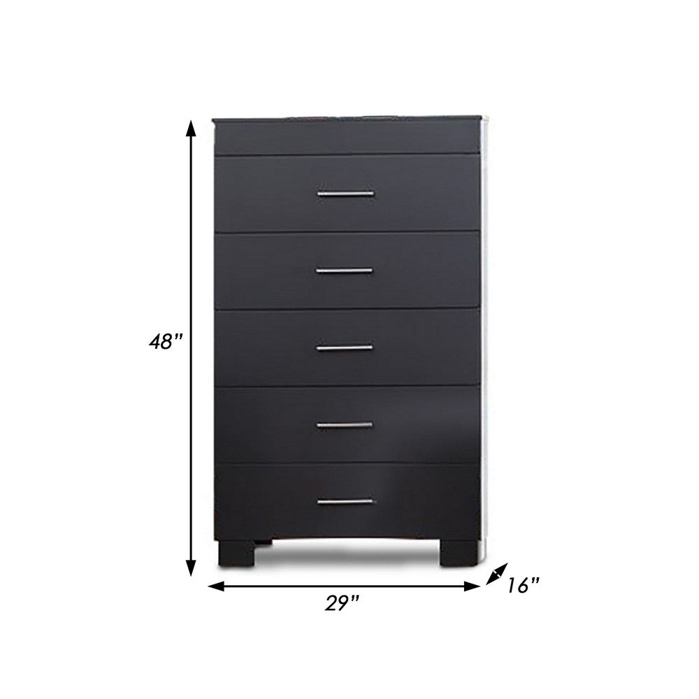 BENZARA Vin 48 Inch Modern Minimal Tall Chest Dresser, 5 Drawers, Charcoal Gray - BM283228