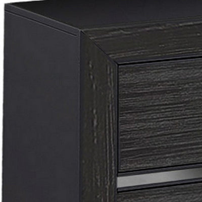 BENZARA Abrie 23 Inch Solid Wood Nightstand, 2 Drawers, Crystal Handles, Dark Gray - BM283245