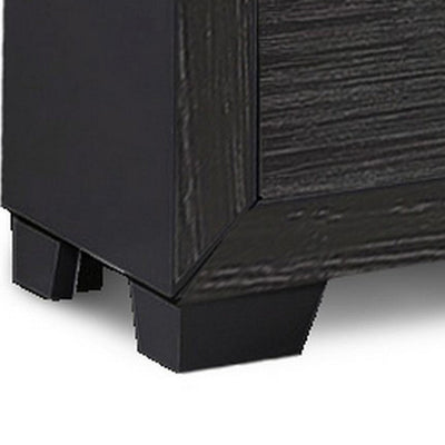 BENZARA Abrie 23 Inch Solid Wood Nightstand, 2 Drawers, Crystal Handles, Dark Gray - BM283245