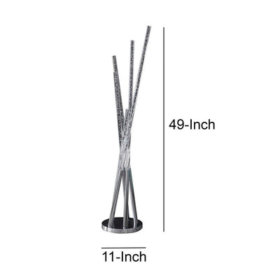 BENZARA 49 Inch Floor Lamp, Five Lighting Rods, Strong Metal Base, Silver, Chrome - BM283274