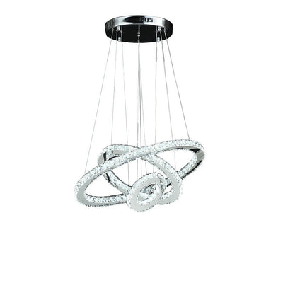 BENZARA 12- 47 Inch Adjustable Chandelier, Clear Crystal Accents, LED Chrome Silver - BM283275