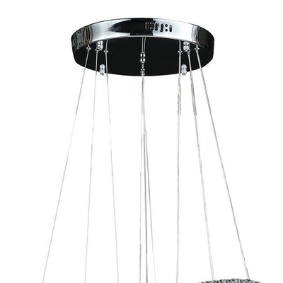 BENZARA 12- 47 Inch Adjustable Chandelier, Clear Crystal Accents, LED Chrome Silver - BM283275