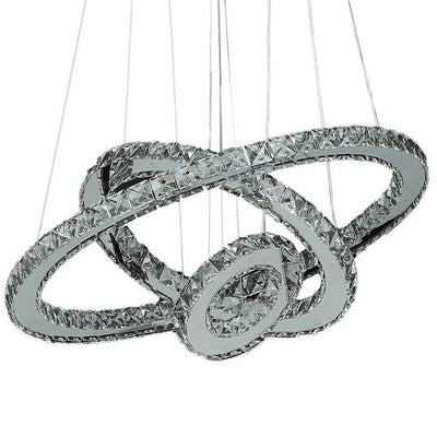 BENZARA 12- 47 Inch Adjustable Chandelier, Clear Crystal Accents, LED Chrome Silver - BM283275