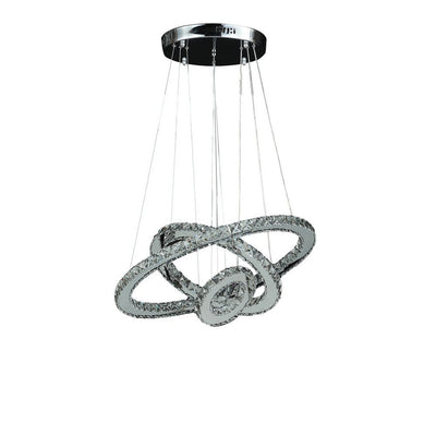 BENZARA 12- 47 Inch Adjustable Chandelier, Clear Crystal Accents, LED Chrome Silver - BM283275