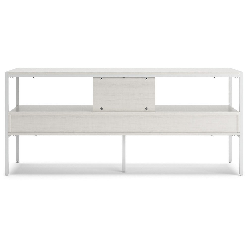 BENZARA 60 Inch Modern TV Media Entertainment Console, Drawers, Metal Frame, White - BM283297