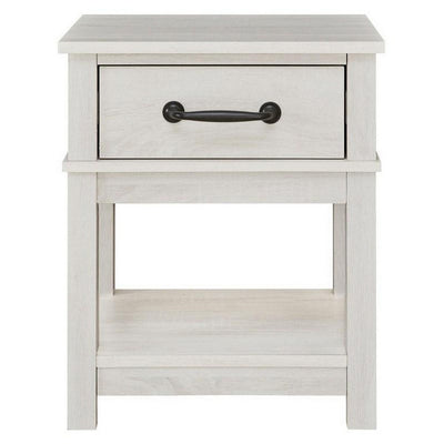 BENZARA Doe 24 Inch Rustic Composite Wood Nightstand, 1 Drawer, 1 Open Shelf, White - BM283308