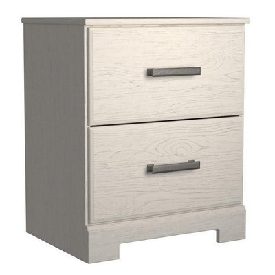 BENZARA 24 Inch Modern Rustic Composite Wood Nightstand, 2 Drawers, Oak White - BM283311