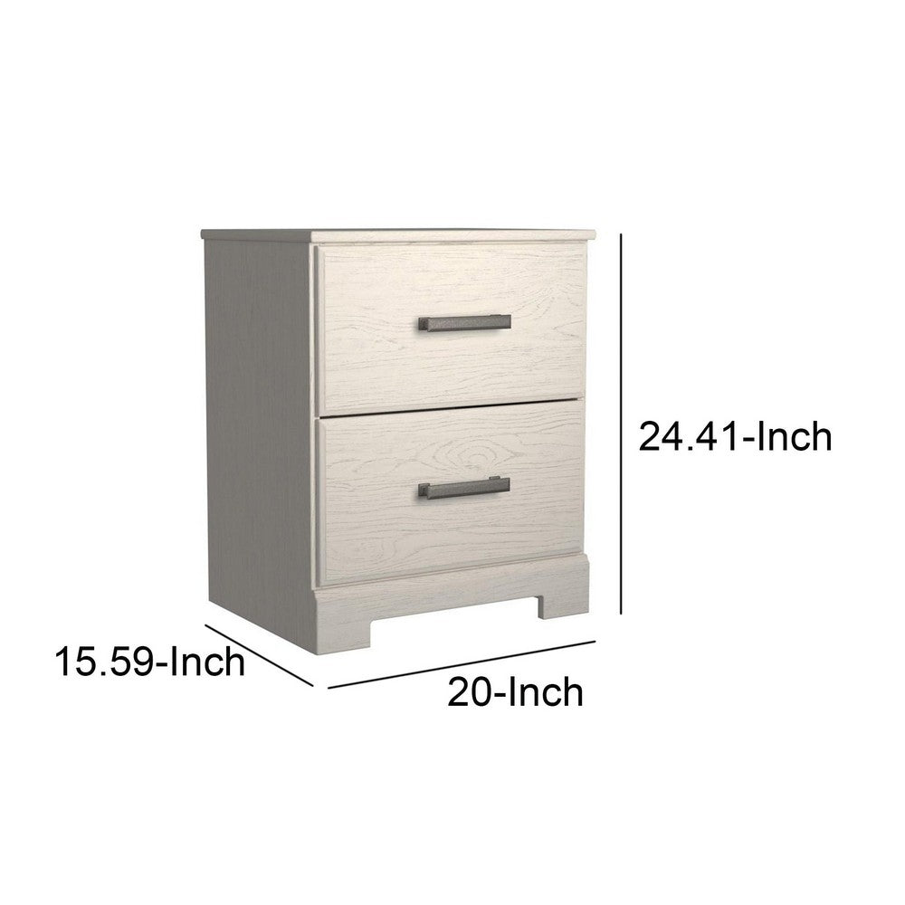 BENZARA 24 Inch Modern Rustic Composite Wood Nightstand, 2 Drawers, Oak White - BM283311