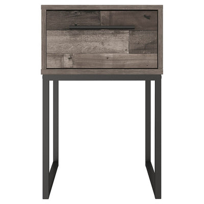 BENZARA Grace 20 Inch Modern Nightstand, Metal Base and Handle, Open Shelf, Gray - BM283322