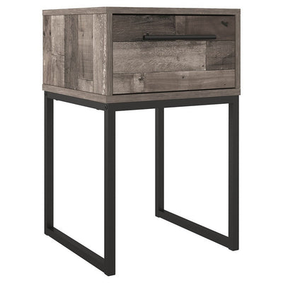 BENZARA Grace 20 Inch Modern Nightstand, Metal Base and Handle, Open Shelf, Gray - BM283322