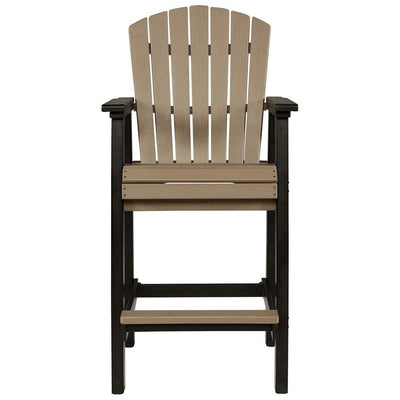 BENZARA 30 Inch Classic Outdoor Barstool Chair, Set of 2, Rustic Brown and Black - BM283330