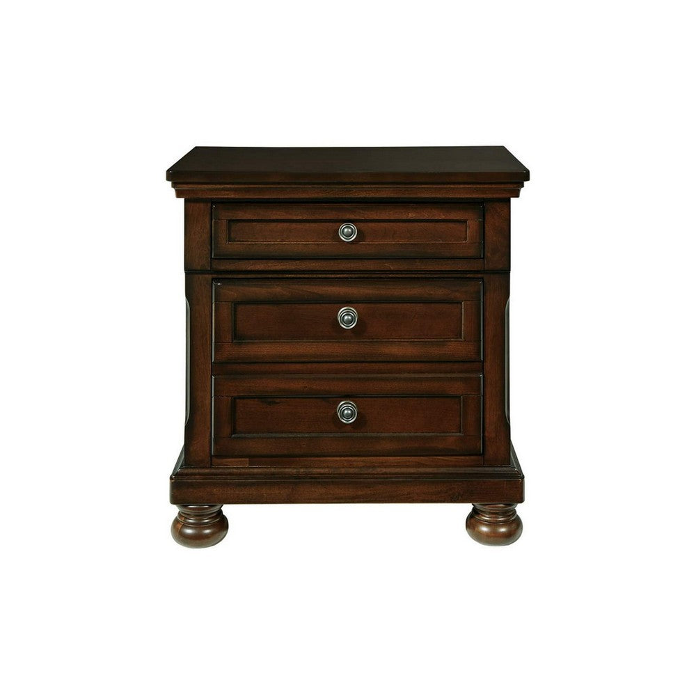 BENZARA Ayla 30 Inch Classic Nightstand, Wood Frame, 2 Drawers, Hand Finished Brown - BM283337