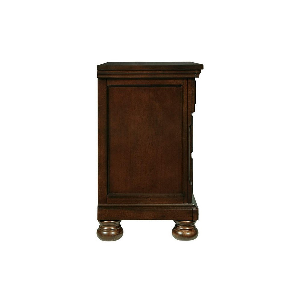 BENZARA Ayla 30 Inch Classic Nightstand, Wood Frame, 2 Drawers, Hand Finished Brown - BM283337