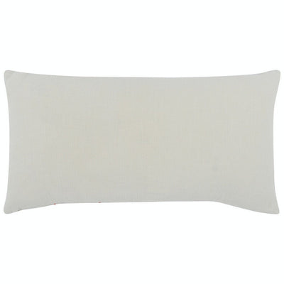 BENZARA 14 x 26 Accent Lumbar Pillow, Down Insert, Embroidered Details, Ivory White - BM283441