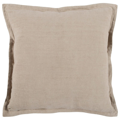 BENZARA Pixie 22 x 22 Square Soft Fabric Accent Throw Pillow, Flange Edges, Beige - BM283468