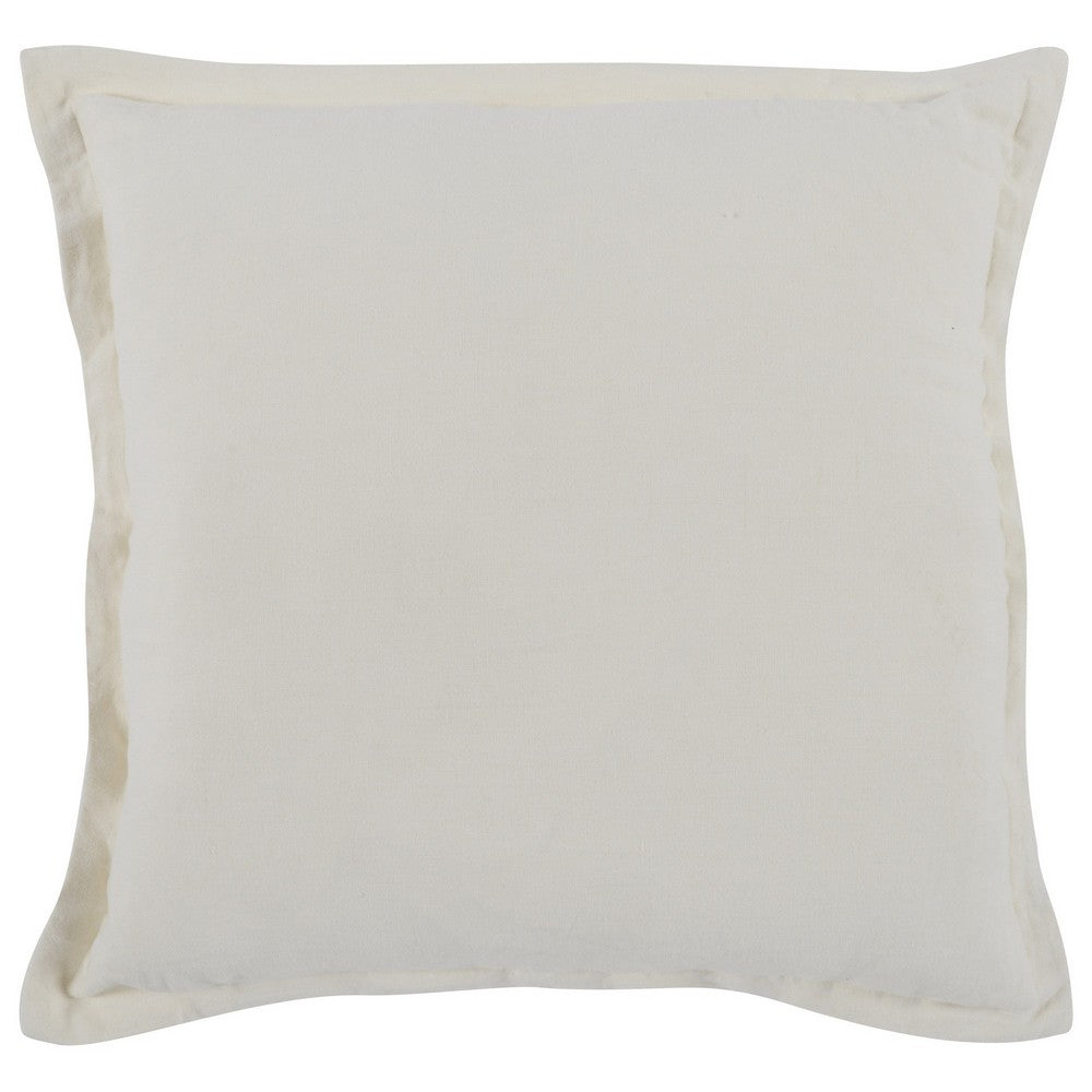 BENZARA Pixie 22 x 22 Square Soft Fabric Accent Throw Pillow, Flange Edges, Cream - BM283470