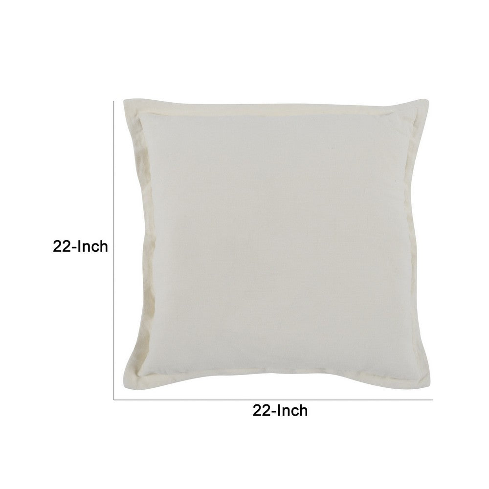 BENZARA Pixie 22 x 22 Square Soft Fabric Accent Throw Pillow, Flange Edges, Cream - BM283470