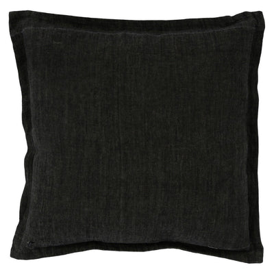 BENZARA Pixie 22 x 22 Square Soft Fabric Accent Throw Pillow, Flange Edges, Black - BM283473