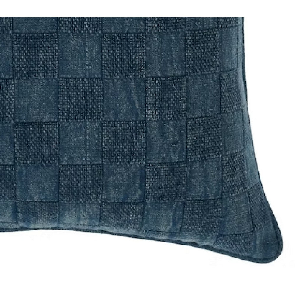 BENZARA Giana 22 x 22 Square Accent Throw Pillow, Checkered Pattern, Navy Blue - BM283476