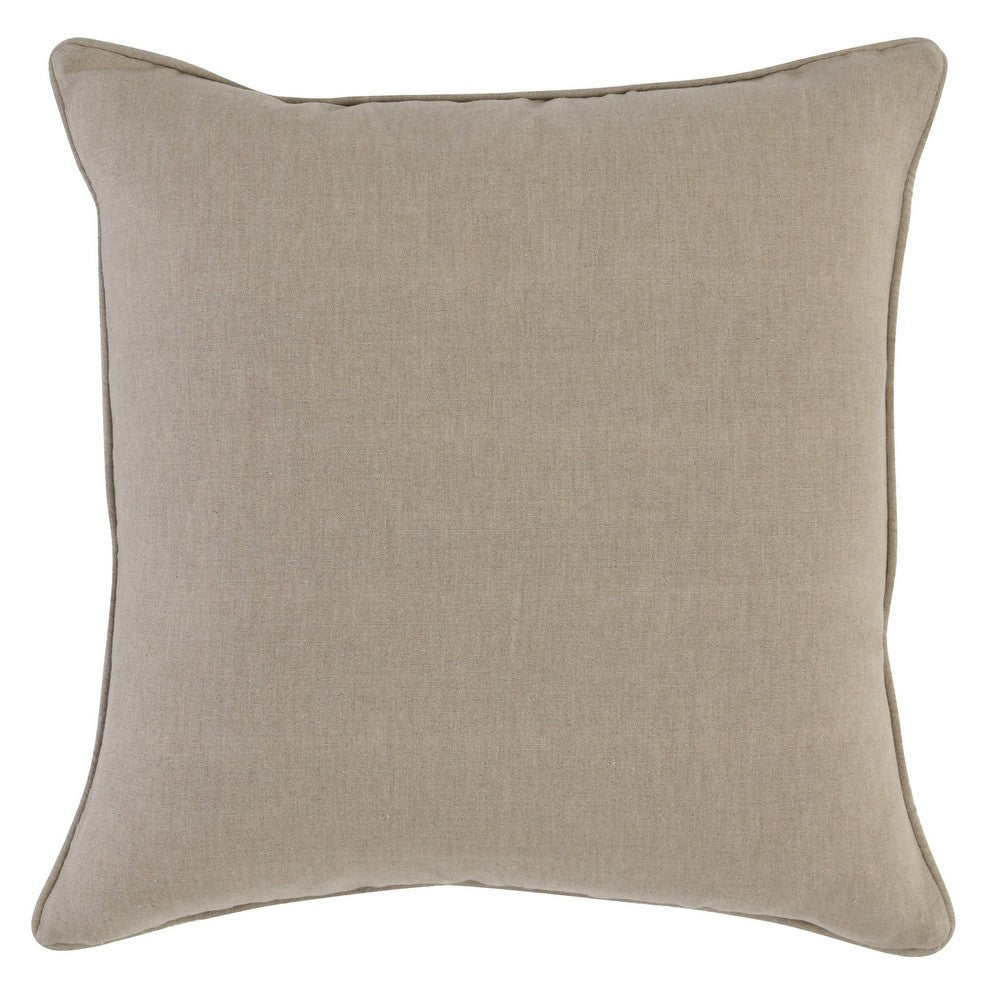 BENZARA 22 x 22 Soft Fabric Accent Throw Pillow, Woven Striped Design, Brown Beige - BM283482