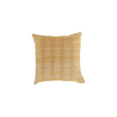 BENZARA Lisa 22 x 22 Soft Fabric Accent Throw Pillow, Woven Plaid Design, Yellow - BM283484