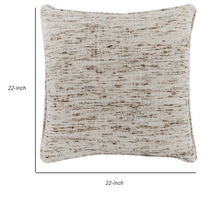 BENZARA 22 x 22 Accent Throw Pillow, Down Insert, Handwoven Textured Design, Beige - BM283488