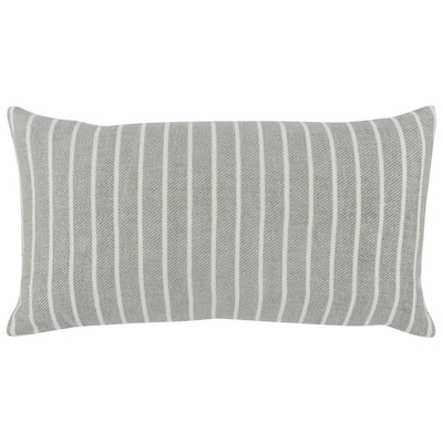 BENZARA 14 x 26 Accent Lumbar Pillow, Down, Striped Pattern, Gray, White Fabric - BM283489