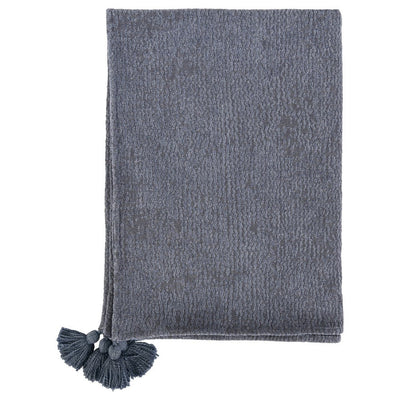 BENZARA 70 Inch Cotton Throw Blanket, Woven Textured Pattern, Tassels, Heather Gray - BM283640