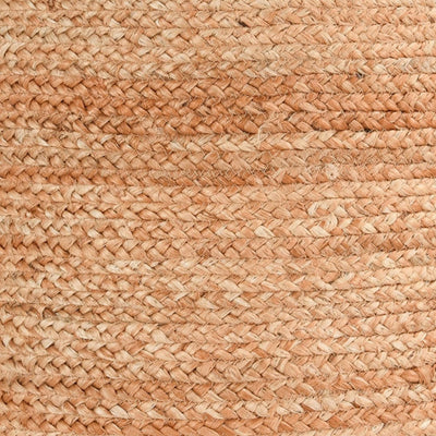 BENZARA 18 Inch Round Accent Pouf, Soft Braided Jute Design, Natural Cream Orange - BM283647