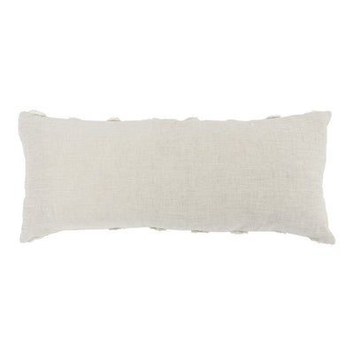 BENZARA 16 x 36 Lumbar Linen Accent Throw Pillow, Tufted Diamonds, Ivory White - BM283668