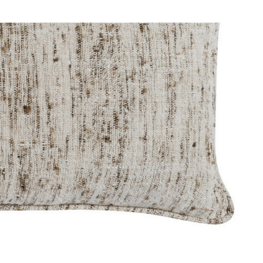 BENZARA 16 x 36 Accent Lumbar Throw Pillow, High Low Texture, Woven Fabric, Ivory - BM283681