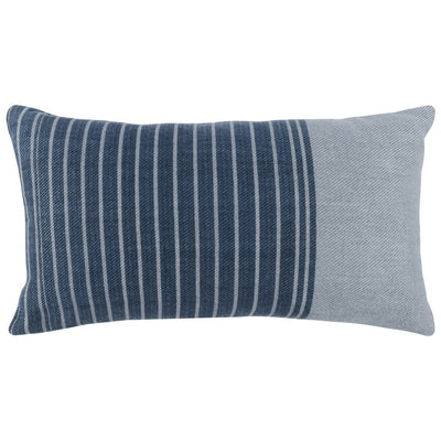 BENZARA 14 x 26 Linen Twill Accent Throw Pillow, Hand Printed Stripe Design, Gray - BM283685