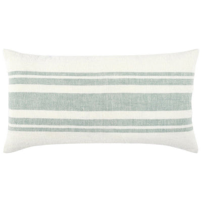 BENZARA 14 x 26 Accent Lumbar Throw Pillow, Stripe Design, Eucalyptus, White, Green - BM283688