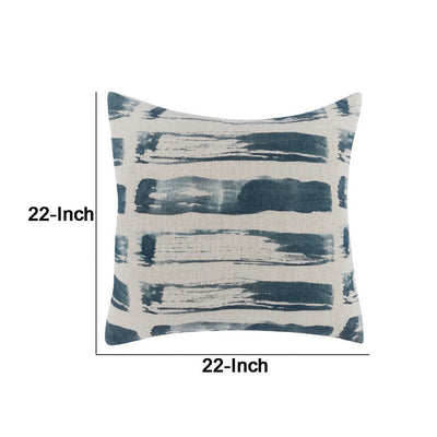 BENZARA 22 Inch Square Accent Throw Pillow, Digital Printing, Clean Edges, Blue - BM283689