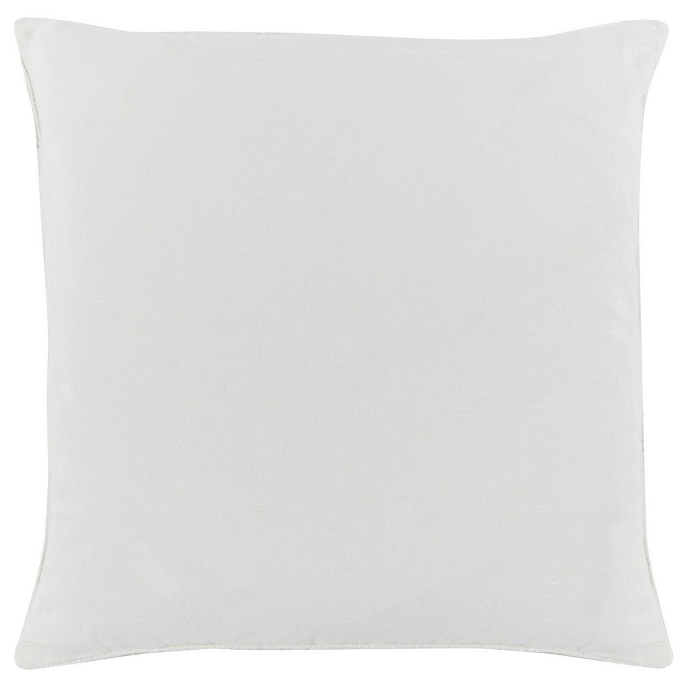 BENZARA 22 x 22 Throw Pillow, Hand Stitched Applique and Hidden Zipper, Ivory Beige - BM283692