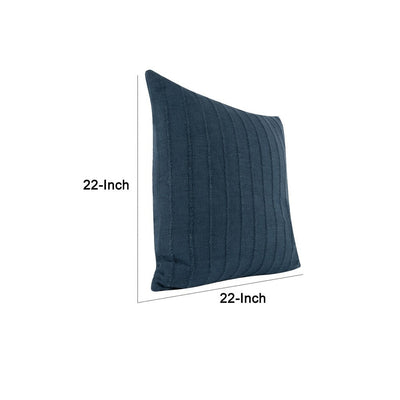 BENZARA Kai 22 x 22 Throw Pillow, Tonal Woven Stripes, Cotton Viscose Blend, Blue - BM283695