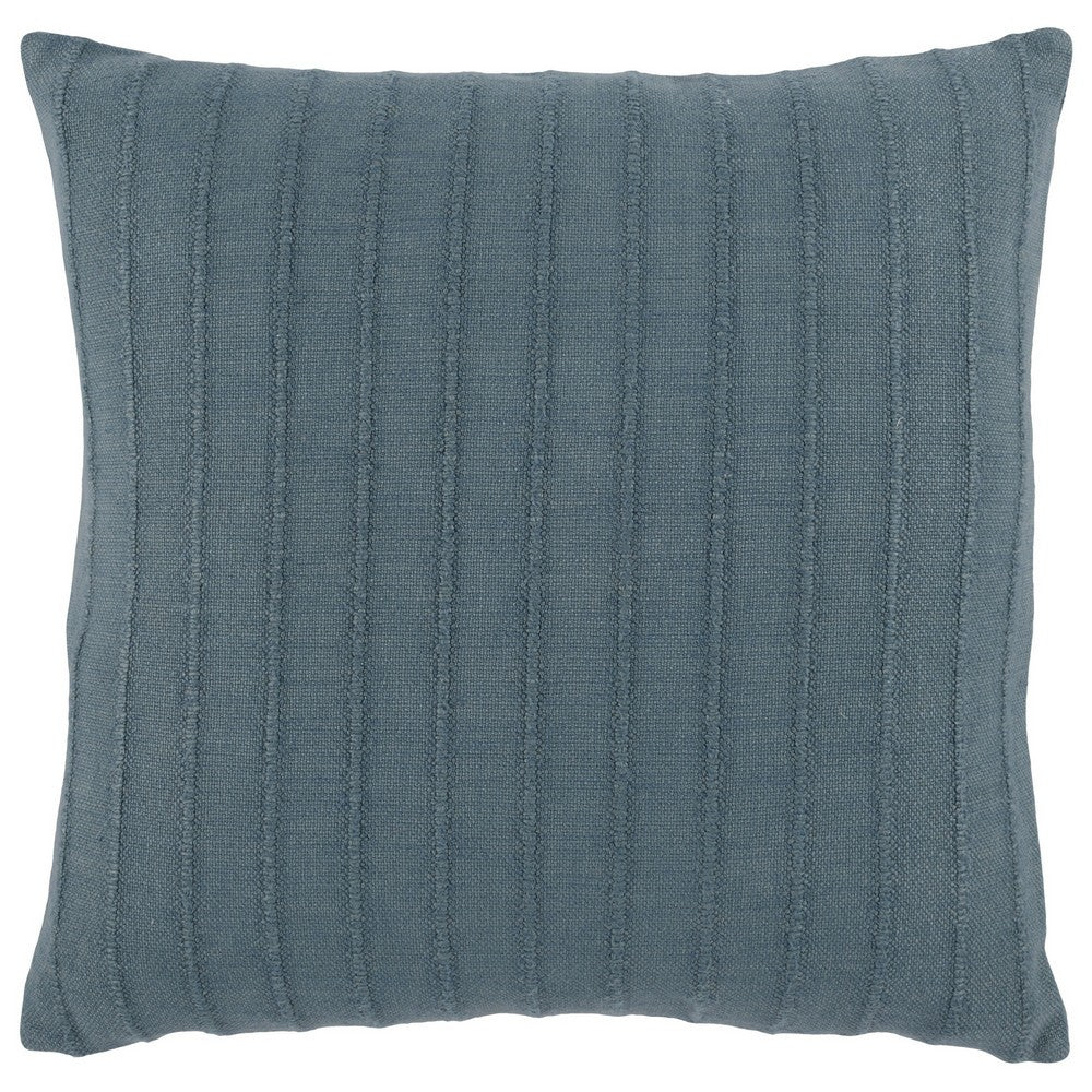 BENZARA Kai 22 x 22 Throw Pillow, Woven Stripes, Cotton Viscose Blend, Light Blue - BM283696