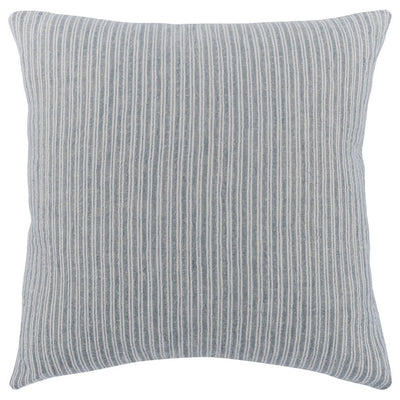 BENZARA Irma 22 Inch Square Soft Fabric Accent Throw Pillow, Blue Pinstripe Pattern - BM283703