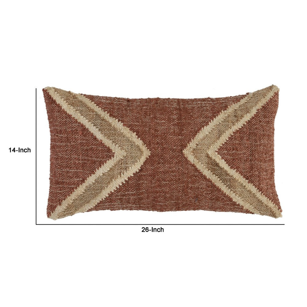 BENZARA Henry 14 x 26 Lumber Accent Throw Pillow, Geometric Design, Brown, Beige - BM283707