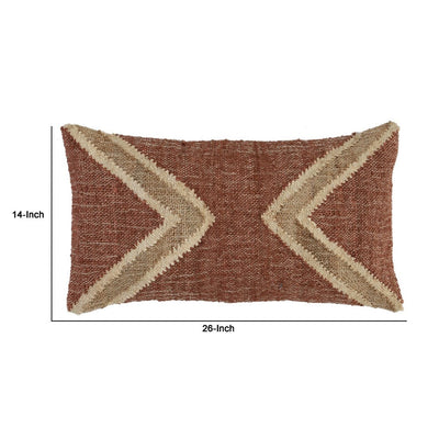 BENZARA Henry 14 x 26 Lumber Accent Throw Pillow, Geometric Design, Brown, Beige - BM283707