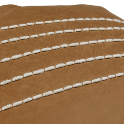 BENZARA Karen 14 x 26 Lumbar Throw Pillow, Tassels, Light Brown with White Stripes - BM283711